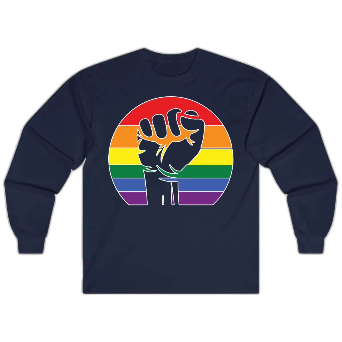 Dachshund Pride Rainbow Long Sleeve in Navy