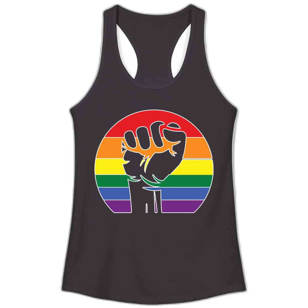 Dachshund Pride Rainbow Ladies Tank in Black
