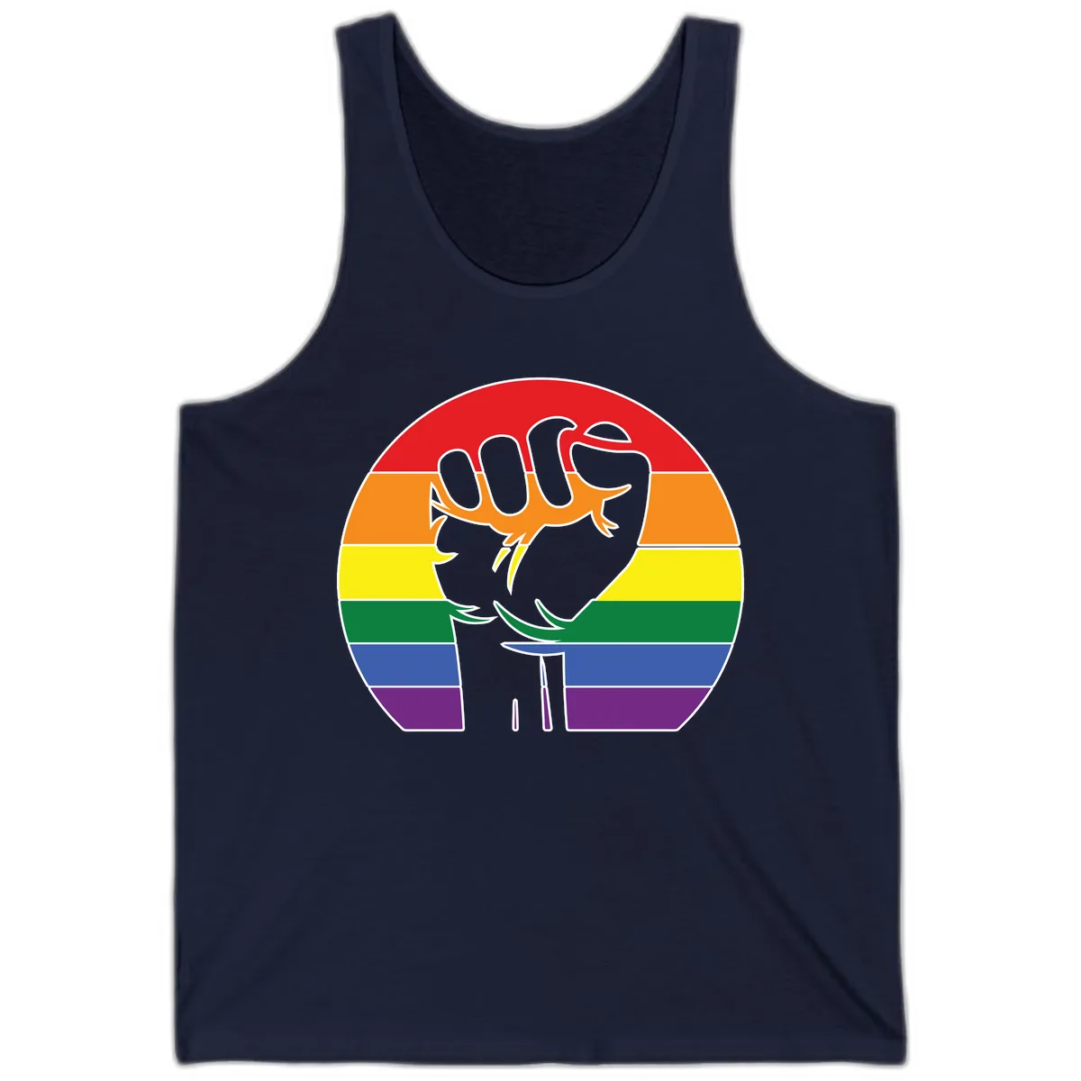 Dachshund Pride Rainbow Tank in Navy