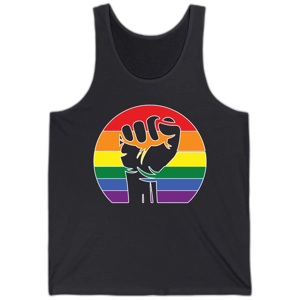 Dachshund Pride Rainbow Tank in Dark Grey