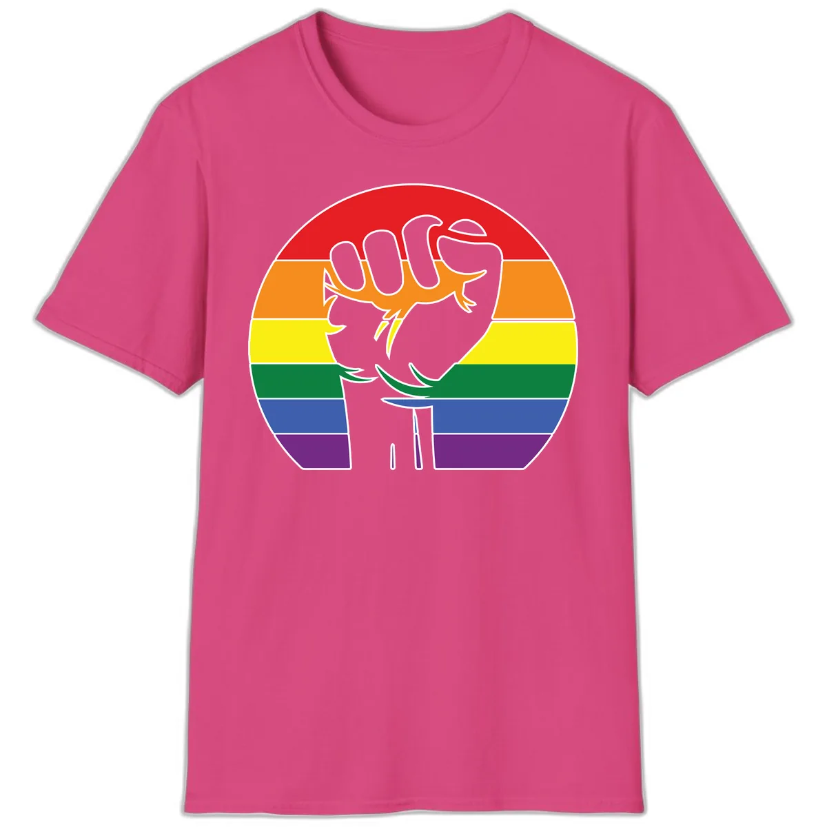 Dachshund Pride Rainbow T-Shirt in Heliconia