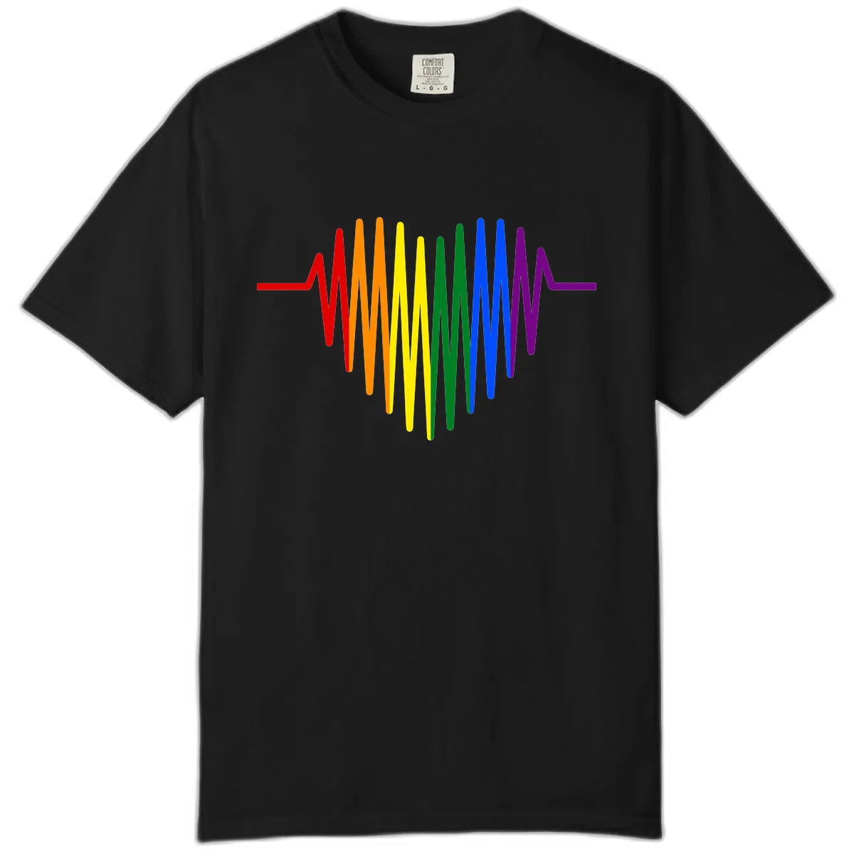 Rainbow Sound Wave Pride Comfort Color in Black