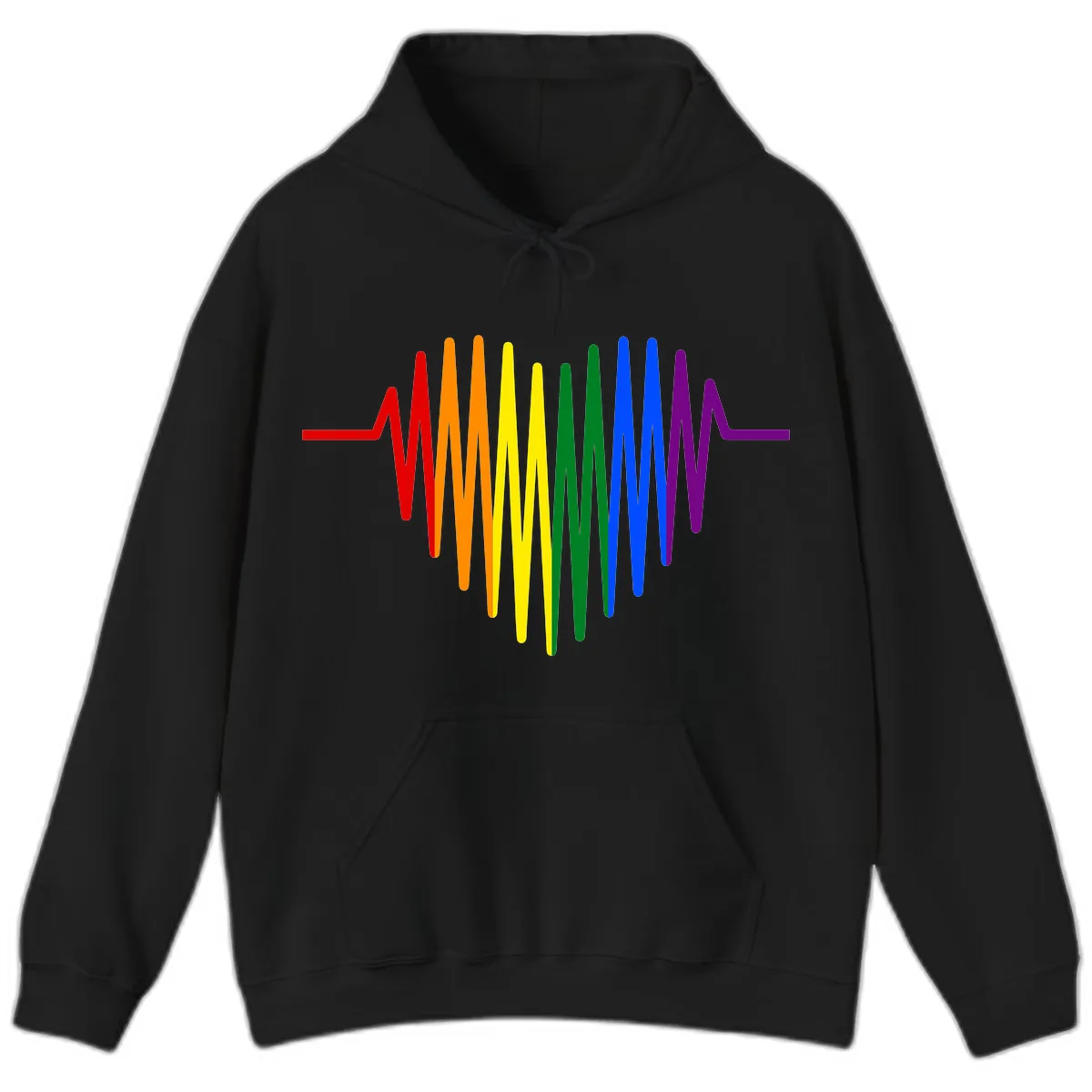Rainbow Sound Wave Pride Hoodie in Black