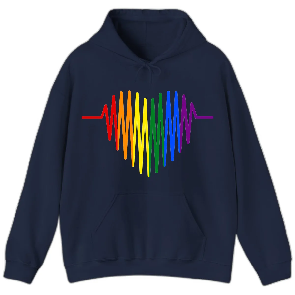 Rainbow Sound Wave Pride Hoodie in Navy