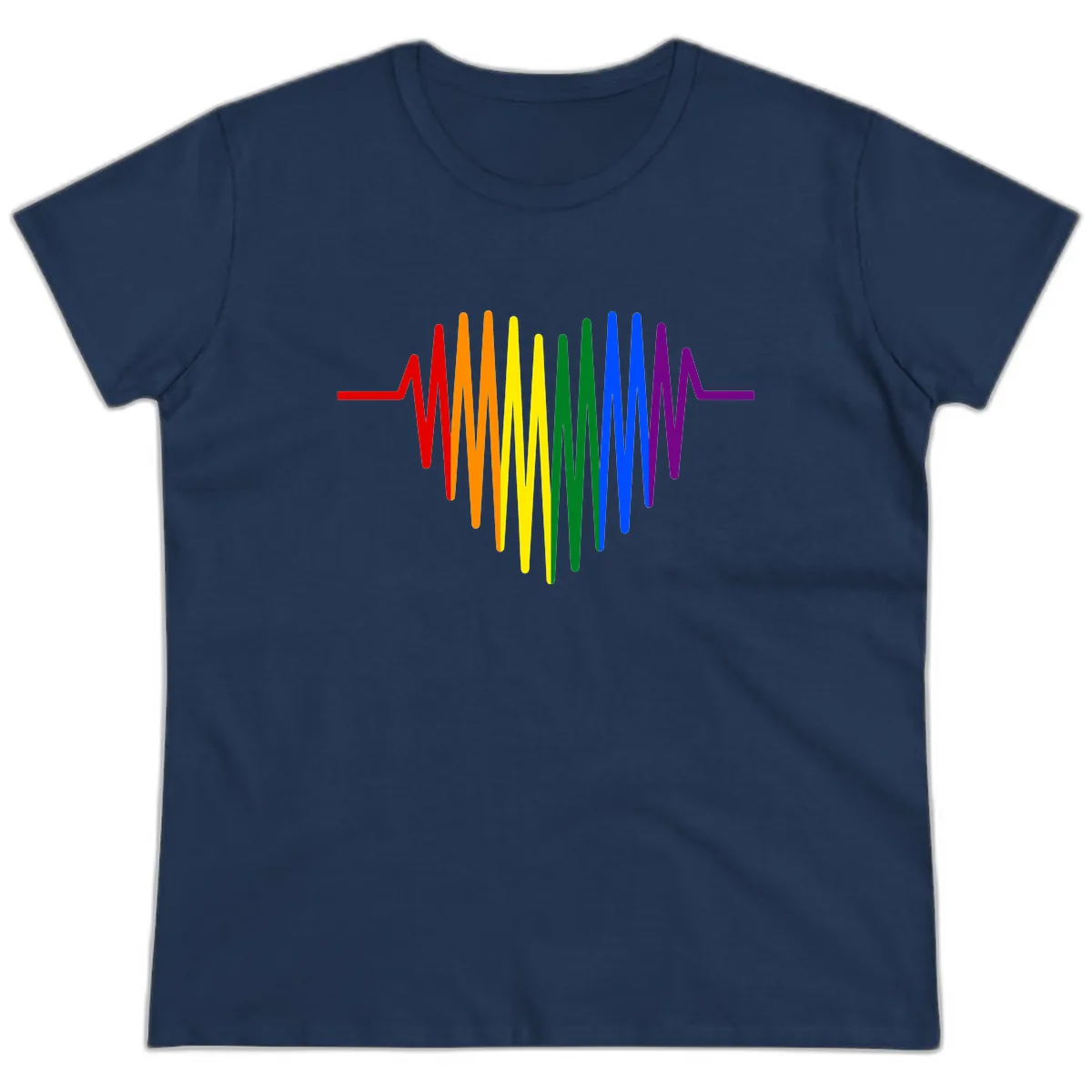 Rainbow Sound Wave Pride Ladies Tee in Navy