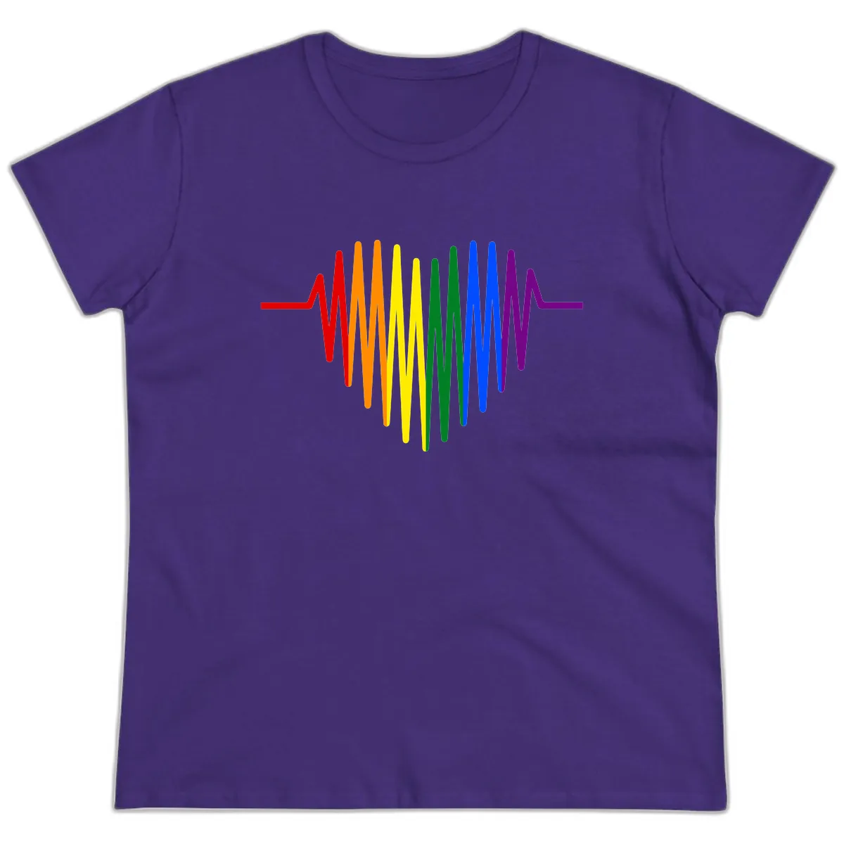 Rainbow Sound Wave Pride Ladies Tee in Purple