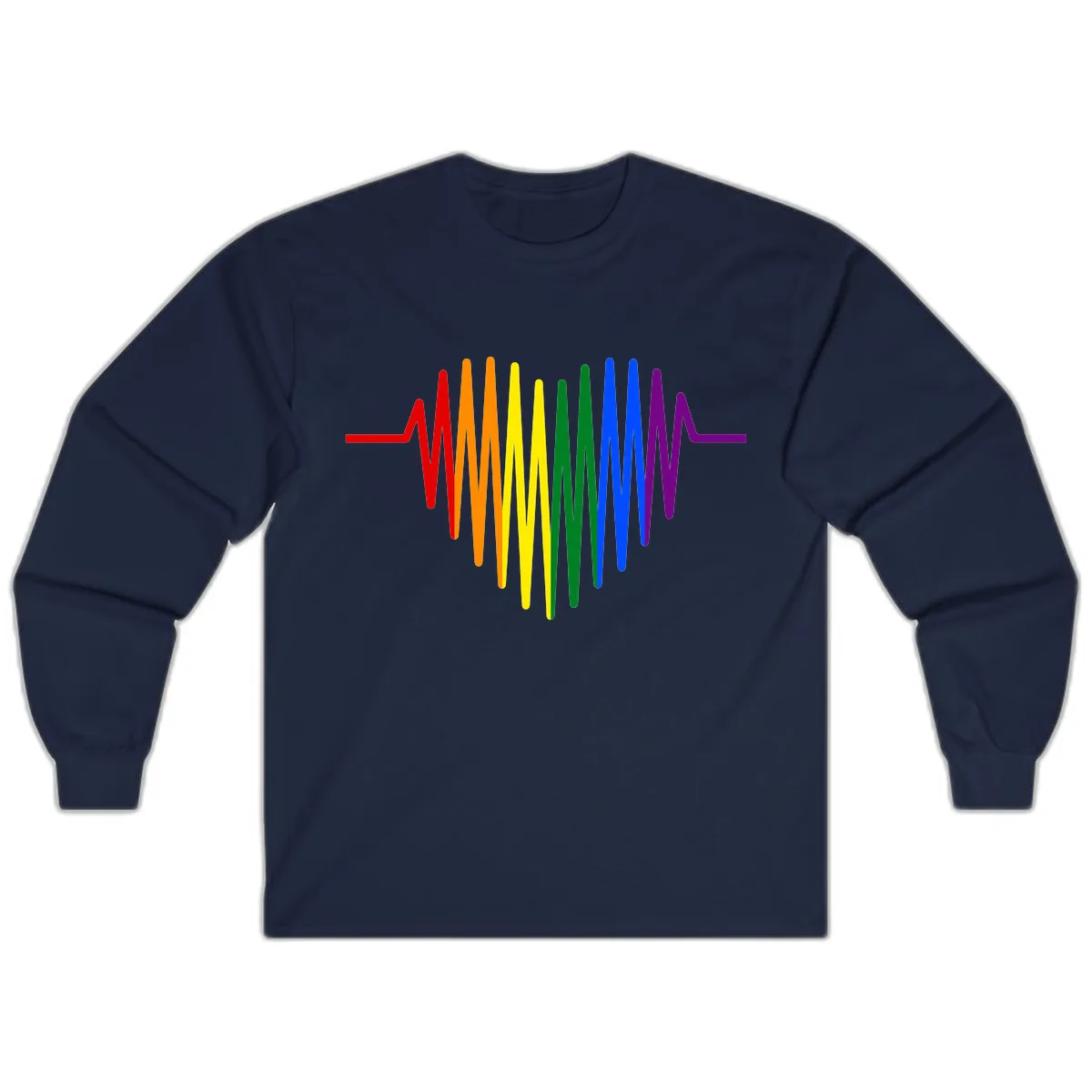 Rainbow Sound Wave Pride Long Sleeve in Navy