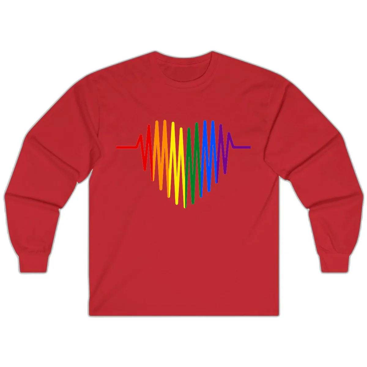 Rainbow Sound Wave Pride Long Sleeve in Red