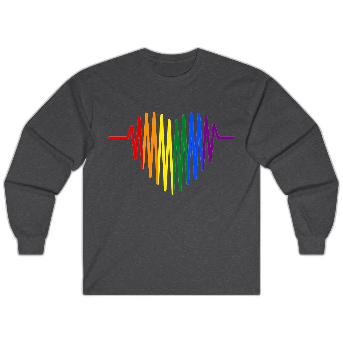 Rainbow Sound Wave Pride Long Sleeve in Dark Heather