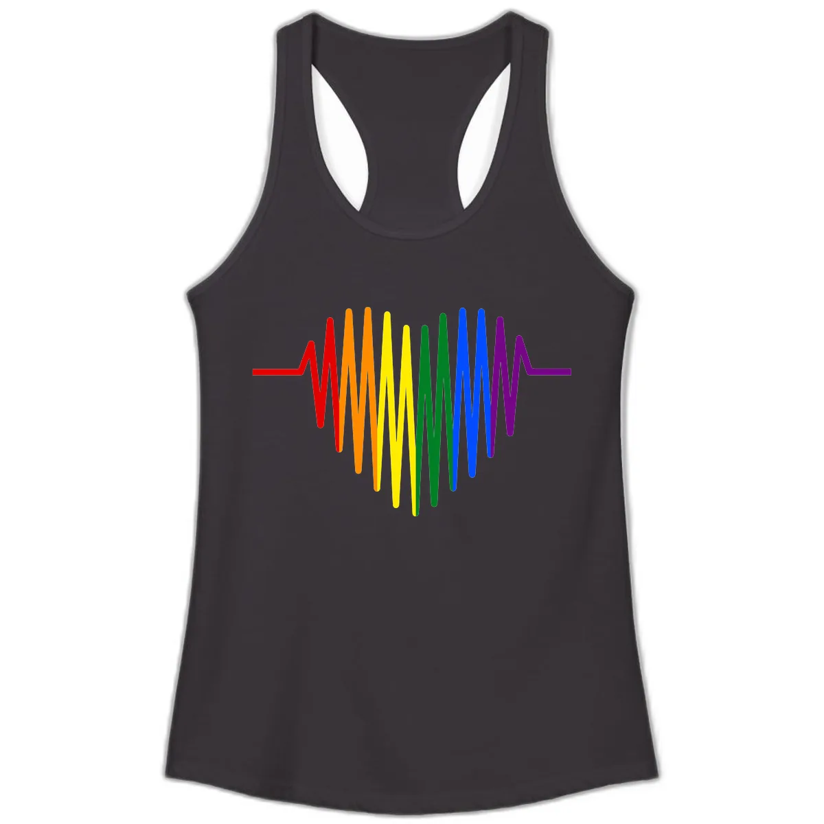 Rainbow Sound Wave Pride Ladies Tank in Black