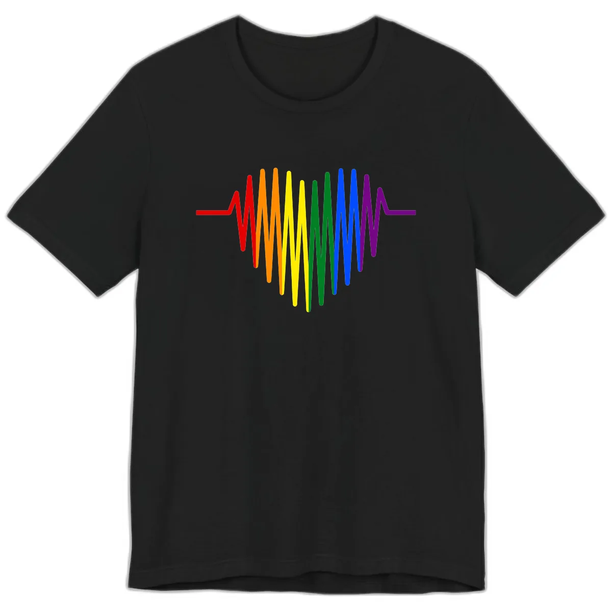 Rainbow Sound Wave Pride Premium T-Shirt in Black