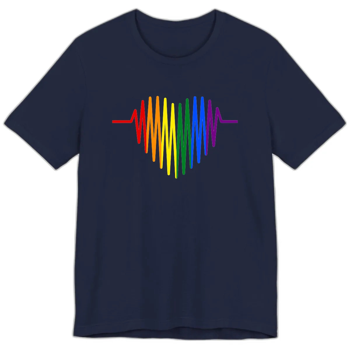 Rainbow Sound Wave Pride Premium T-Shirt in Navy