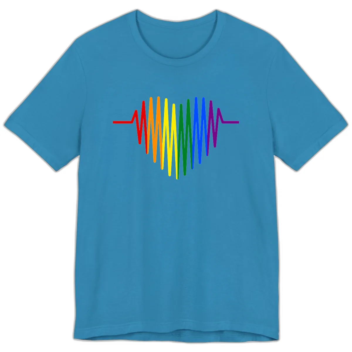 Rainbow Sound Wave Pride Premium T-Shirt in Aqua