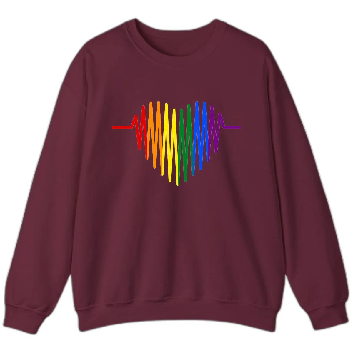 Rainbow Sound Wave Pride Sweatshirt in Maroon