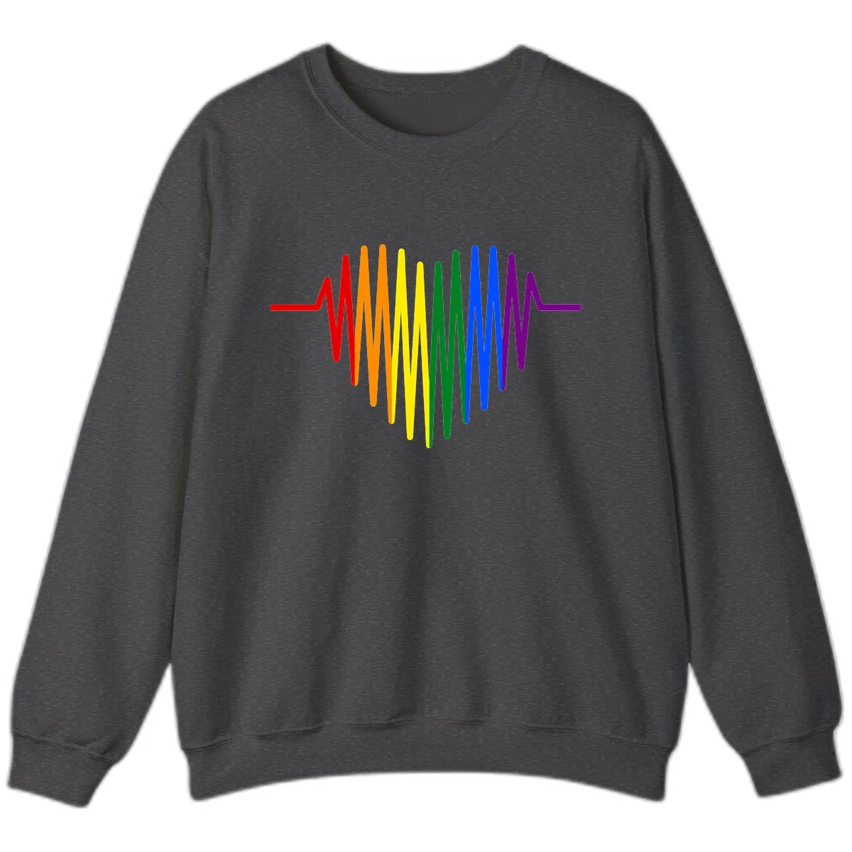 Rainbow Sound Wave Pride Sweatshirt in Dark Heather