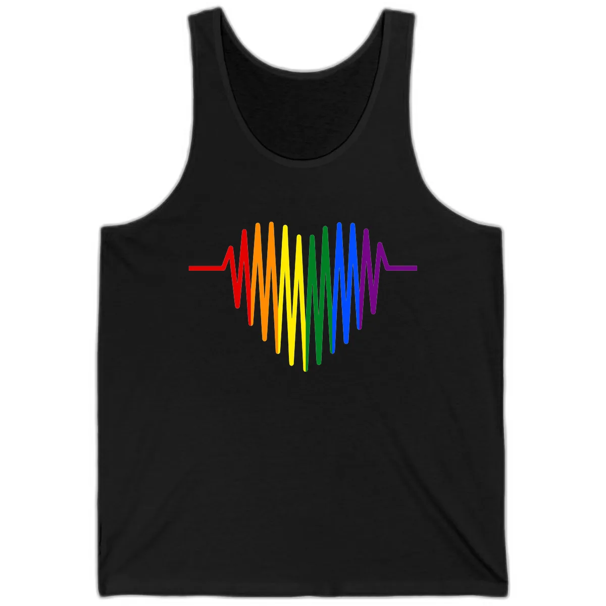 Rainbow Sound Wave Pride Tank in Black