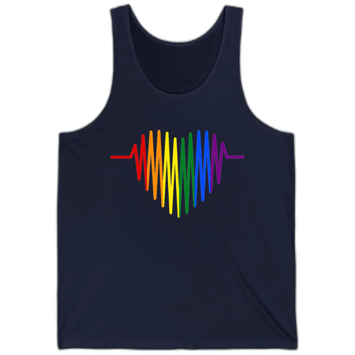 Rainbow Sound Wave Pride Tank in Navy