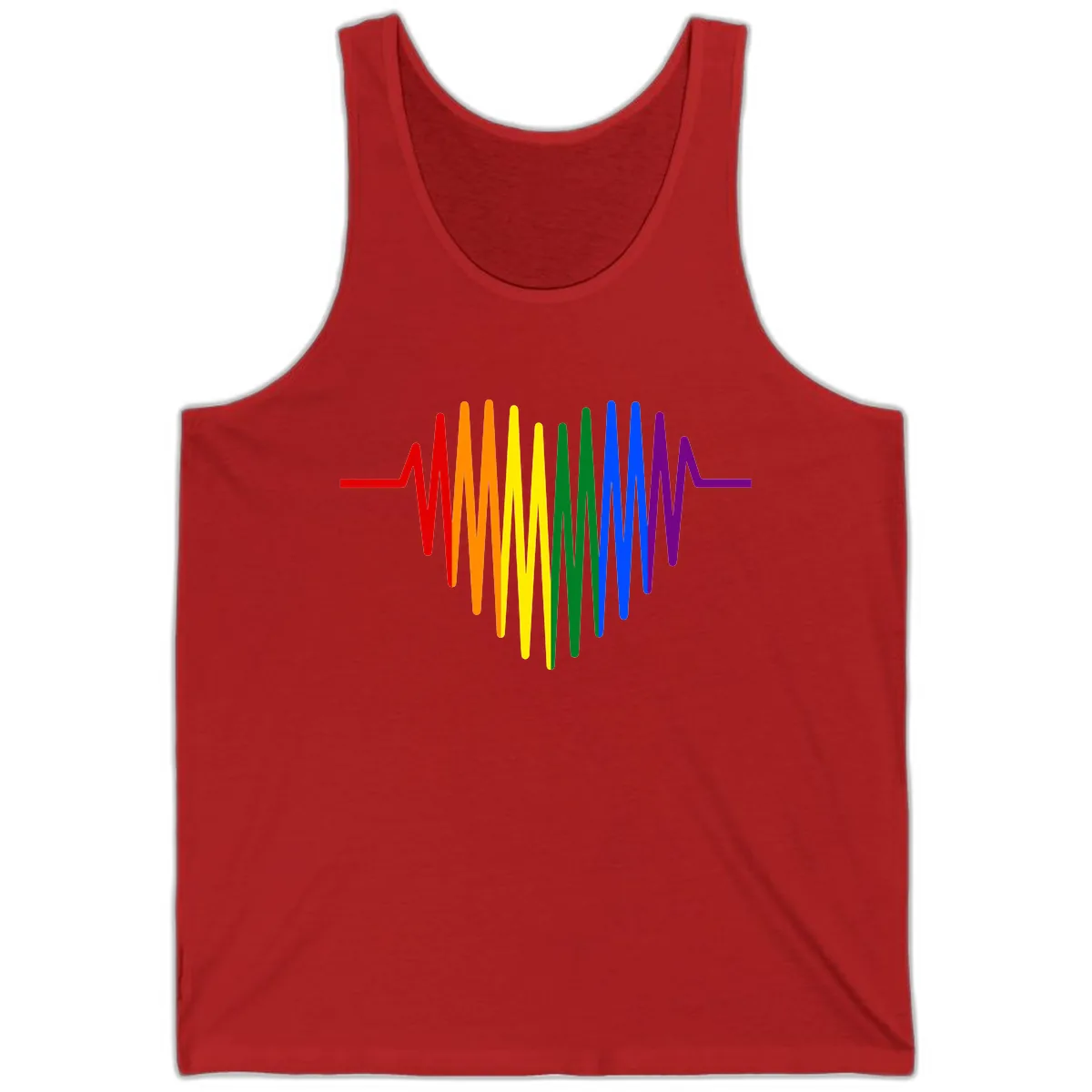 Rainbow Sound Wave Pride Tank in Red