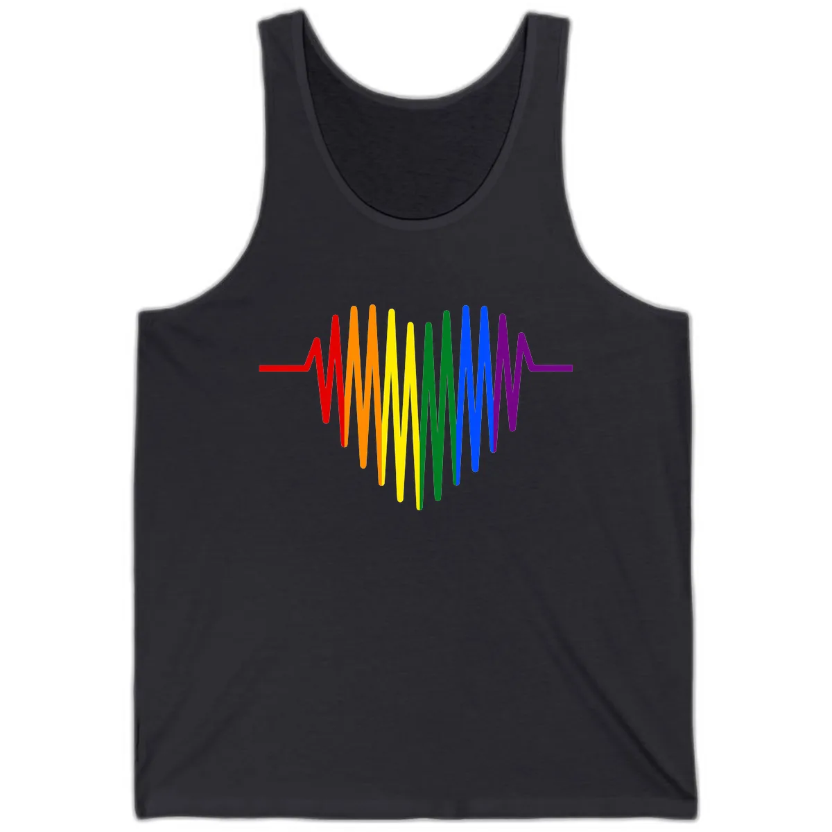 Rainbow Sound Wave Pride Tank in Dark Grey