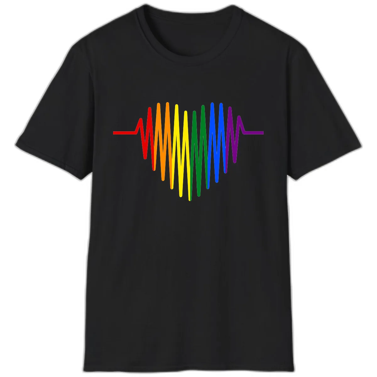 Rainbow Sound Wave Pride T-Shirt in Black
