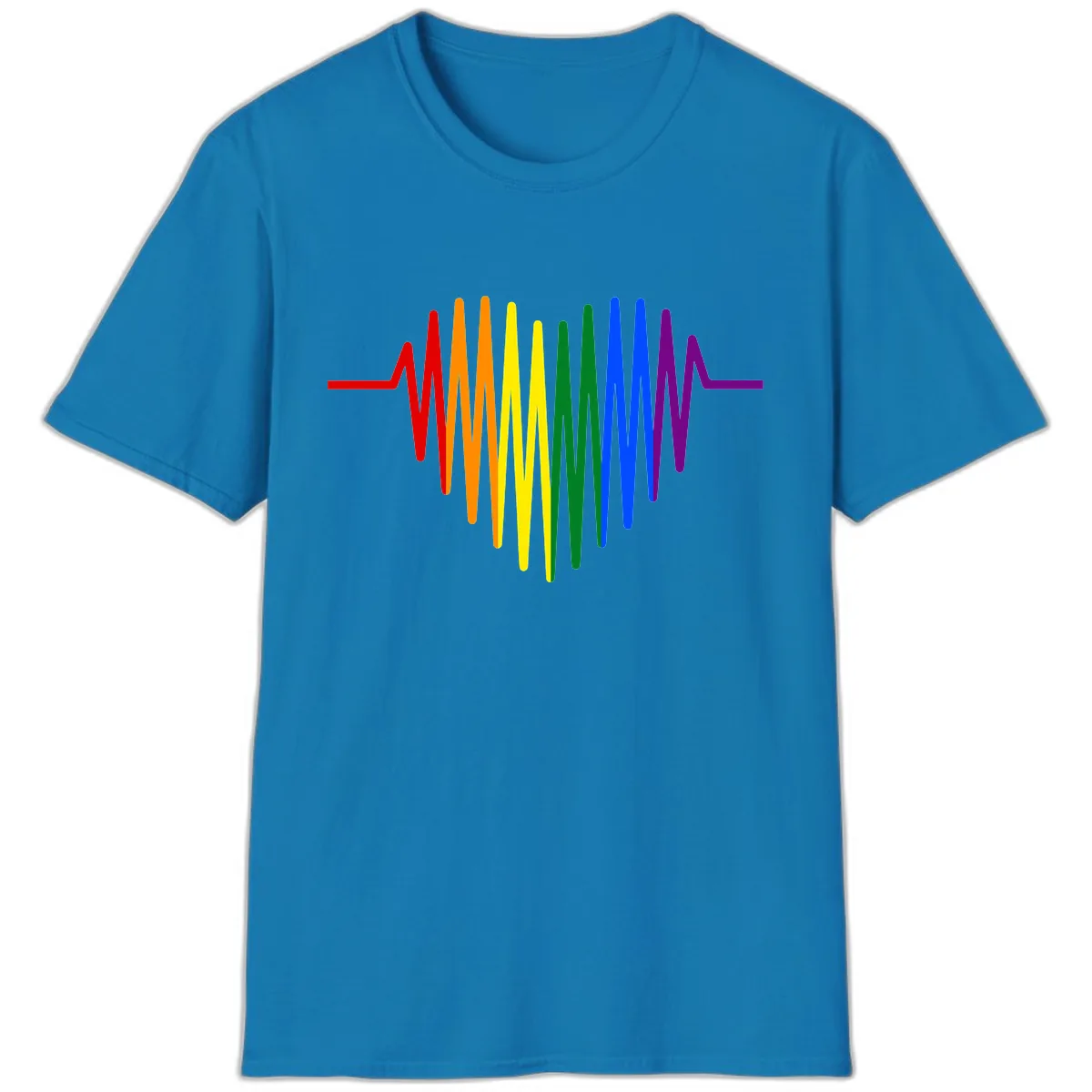 Rainbow Sound Wave Pride T-Shirt in Sapphire