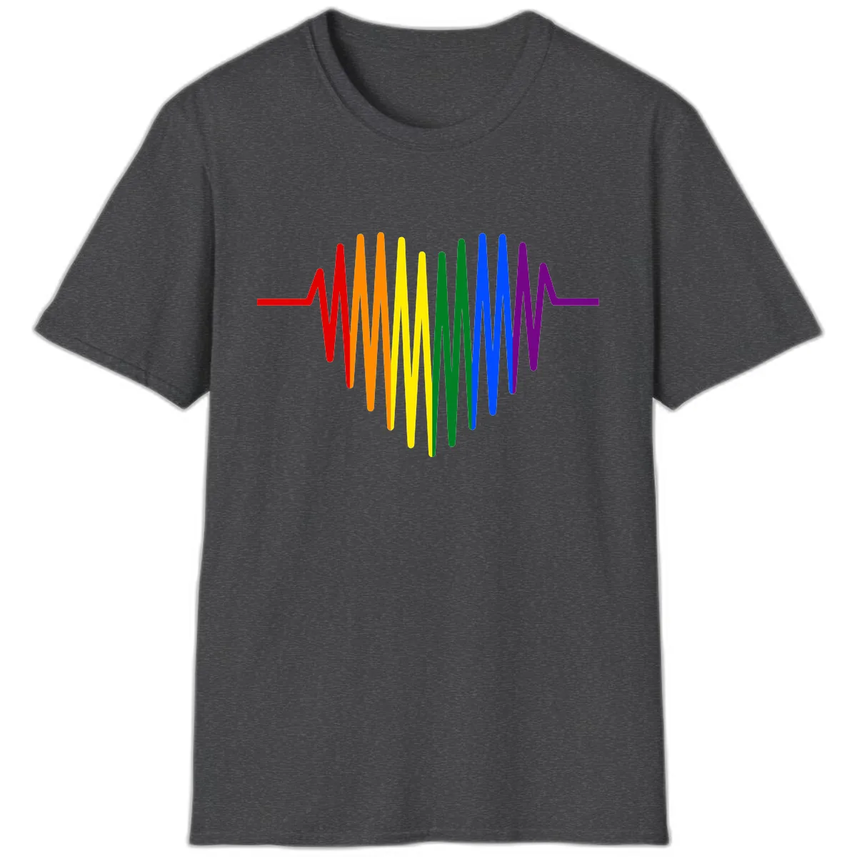 Rainbow Sound Wave Pride T-Shirt in Dark Heather