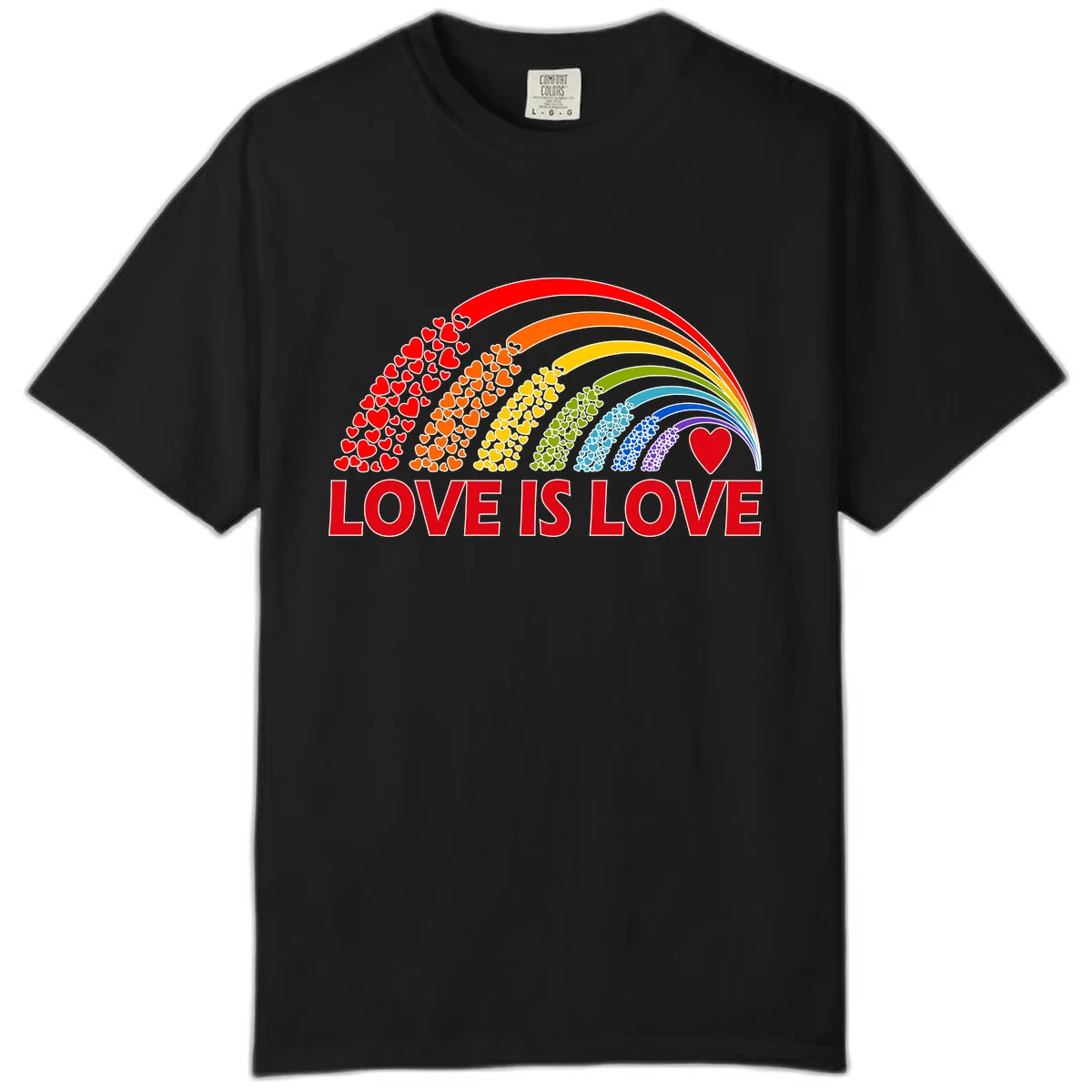 Love Is Love Rainbow Hearts Comfort Color in Black