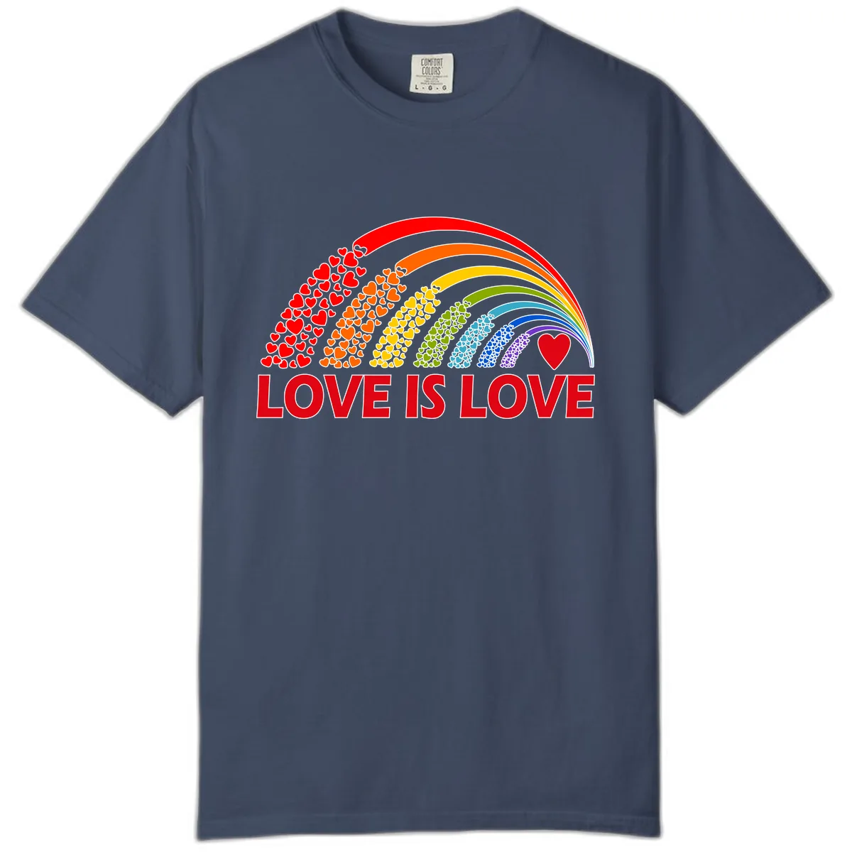 Love Is Love Rainbow Hearts Comfort Color in Midnight