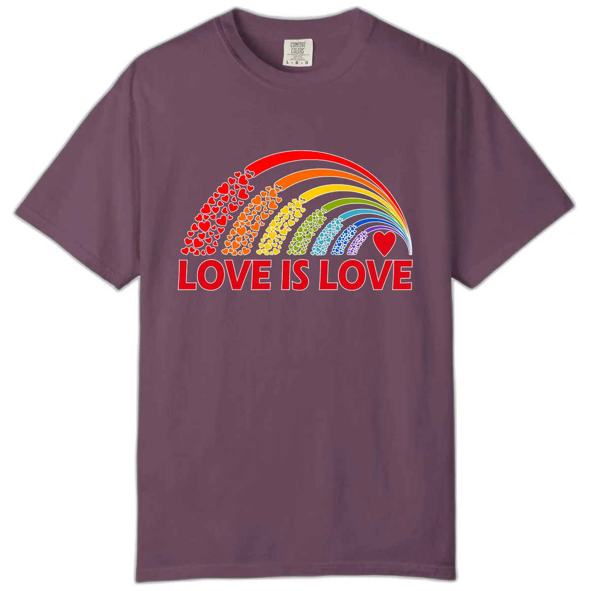 Love Is Love Rainbow Hearts Comfort Color in Berry