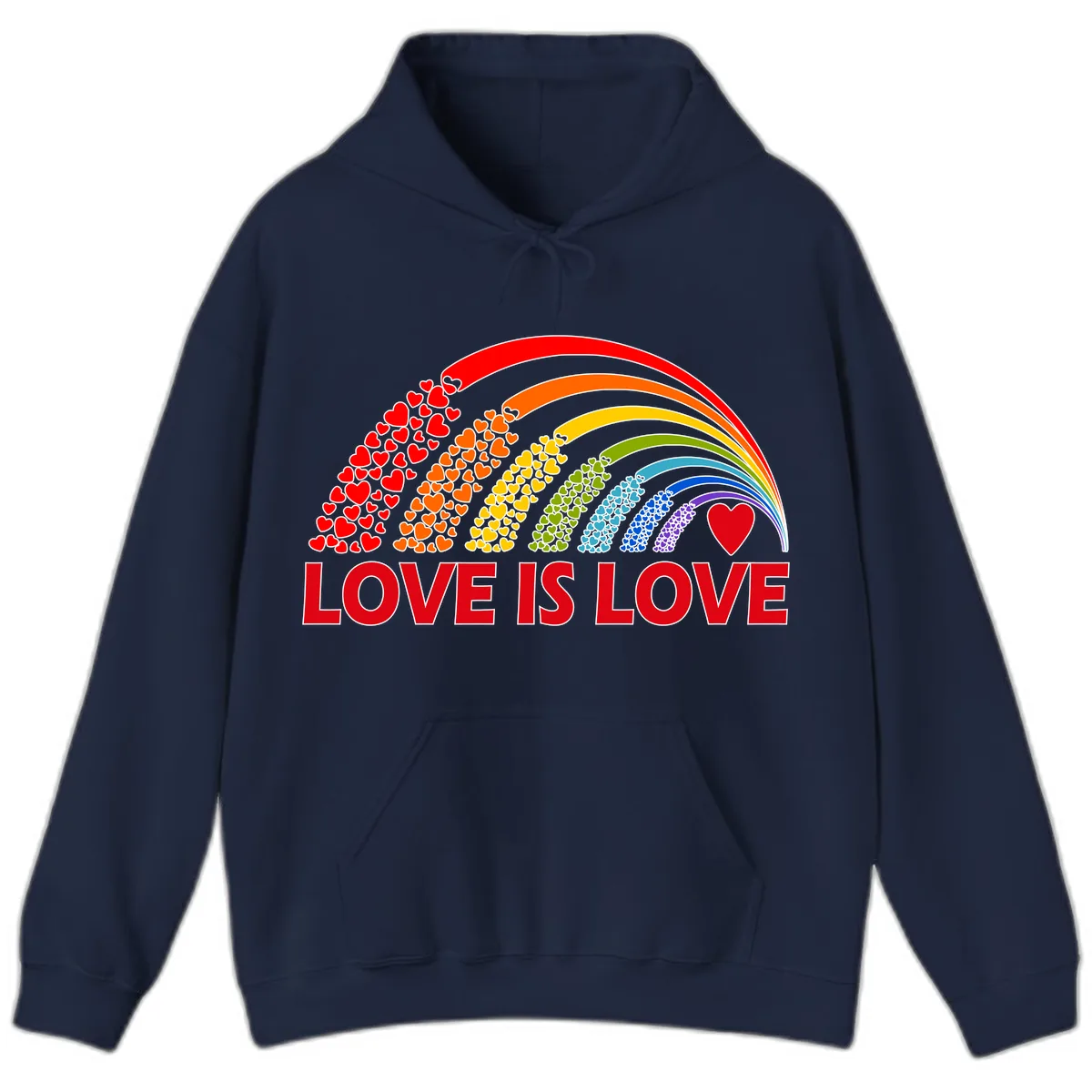 Love Is Love Rainbow Hearts Hoodie in Navy