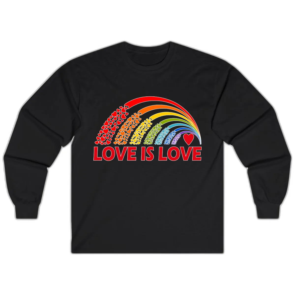 Love Is Love Rainbow Hearts Long Sleeve in Black