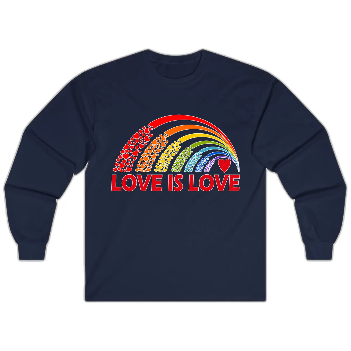 Love Is Love Rainbow Hearts Long Sleeve in Navy