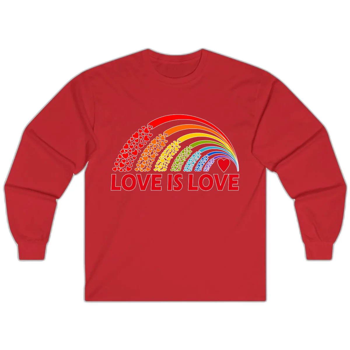 Love Is Love Rainbow Hearts Long Sleeve in Red