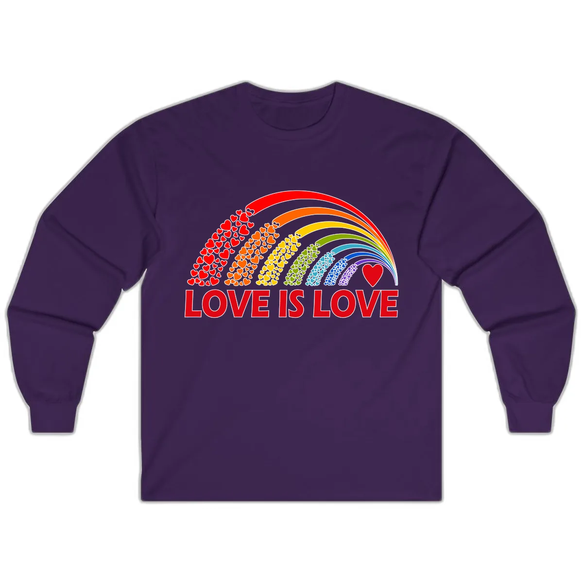 Love Is Love Rainbow Hearts Long Sleeve in Purple