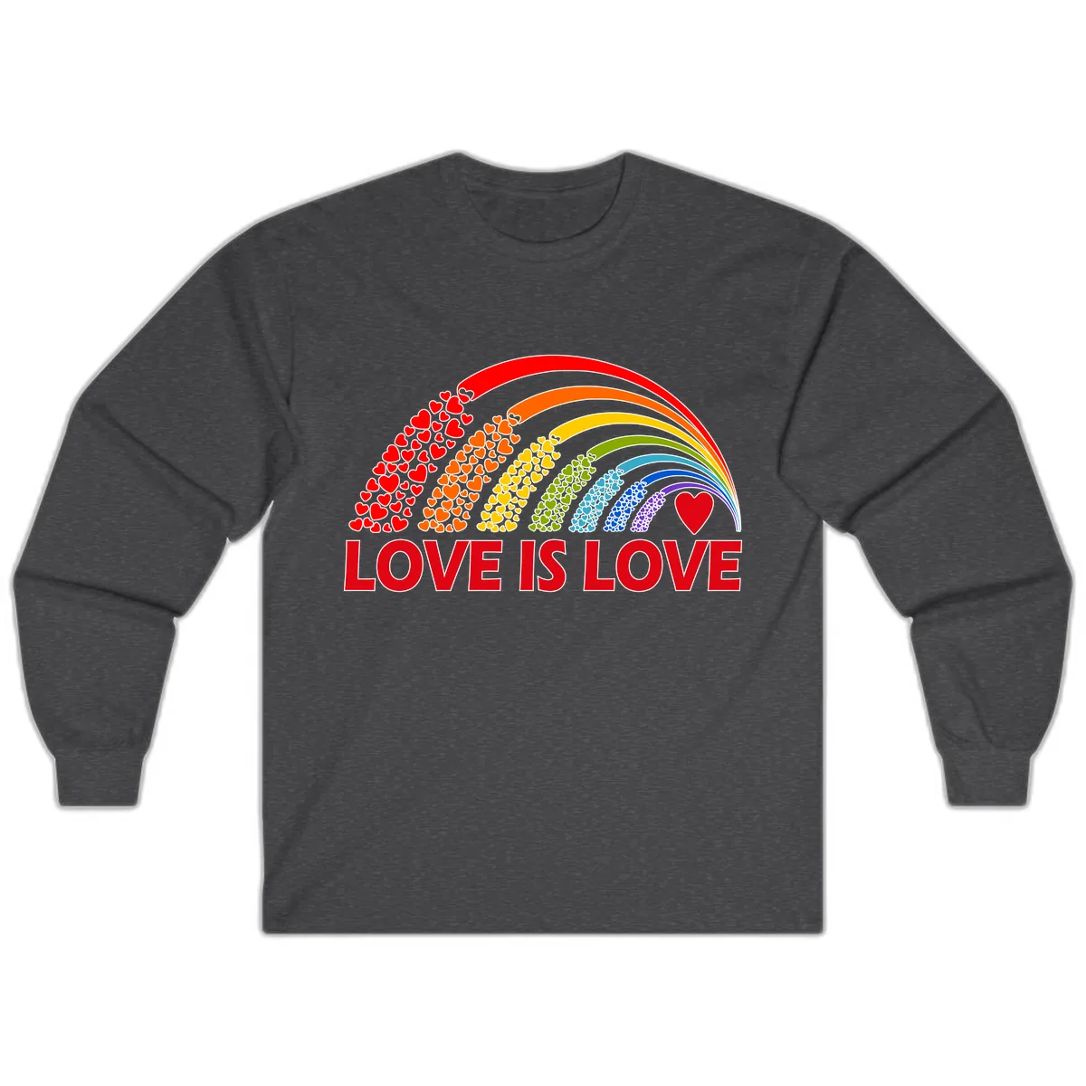 Love Is Love Rainbow Hearts Long Sleeve in Dark Heather