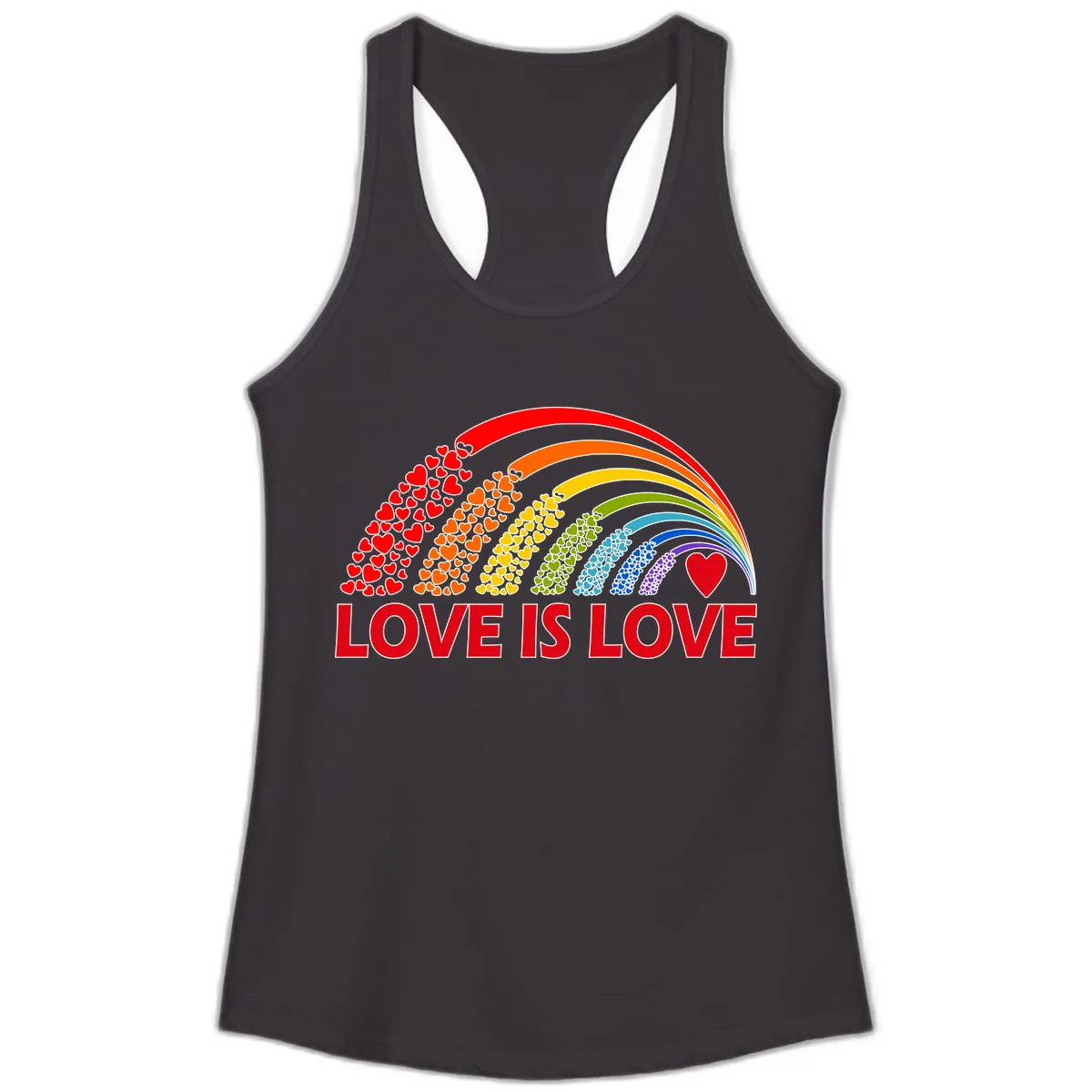 Love Is Love Rainbow Hearts Ladies Tank in Black