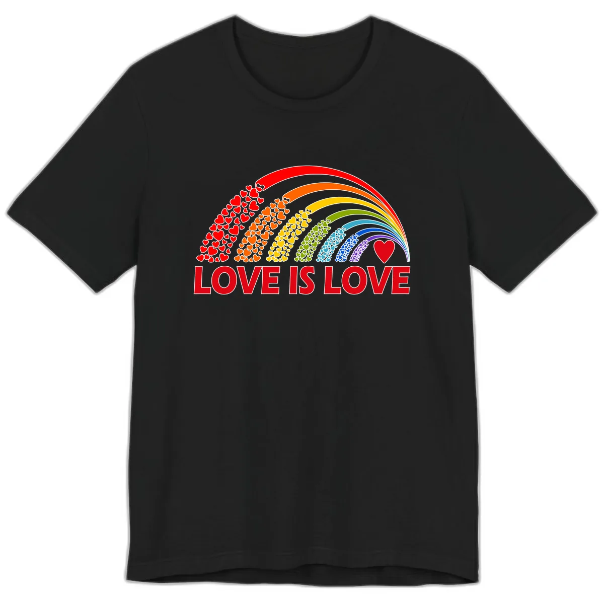 Love Is Love Rainbow Hearts Premium T-Shirt in Black