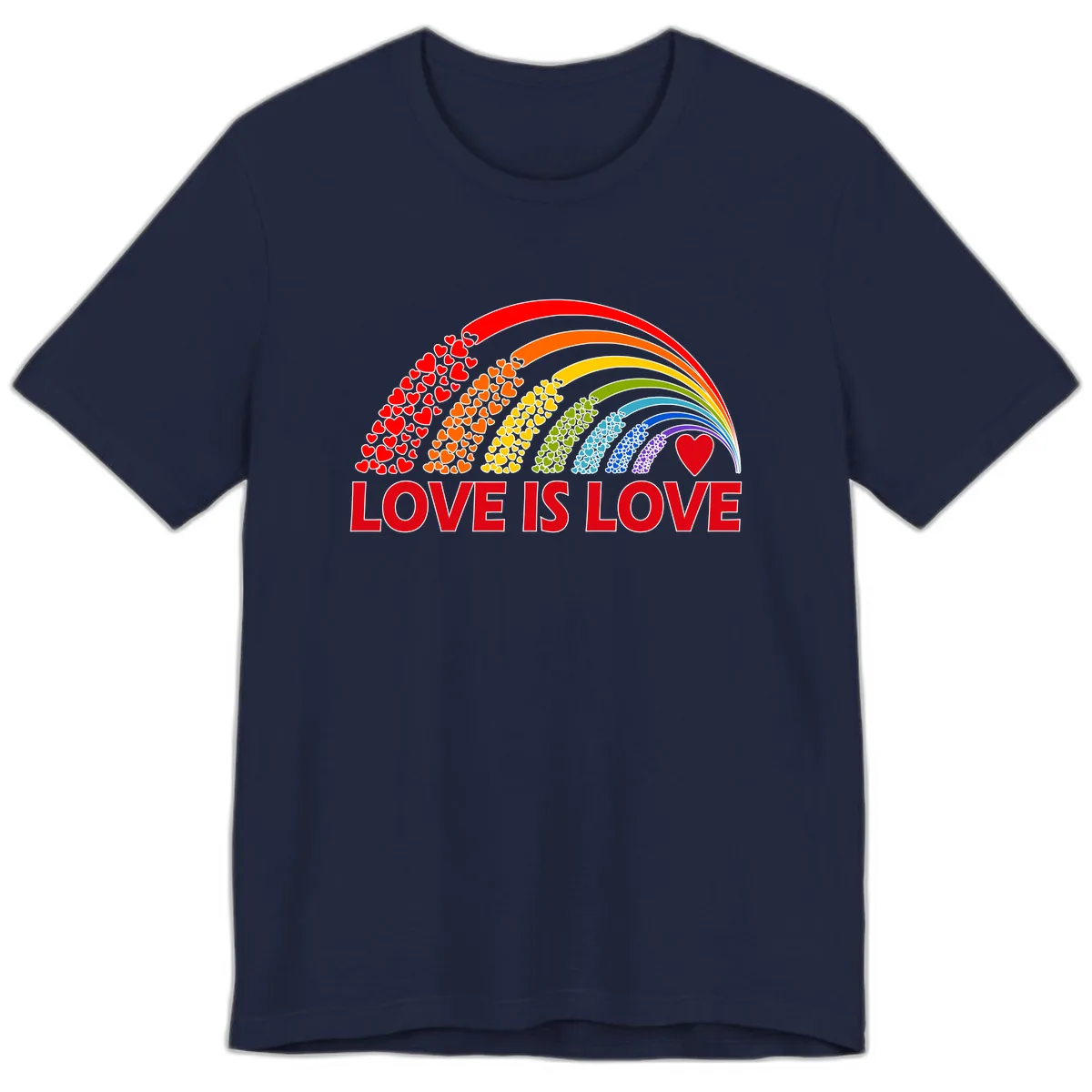 Love Is Love Rainbow Hearts Premium T-Shirt in Navy