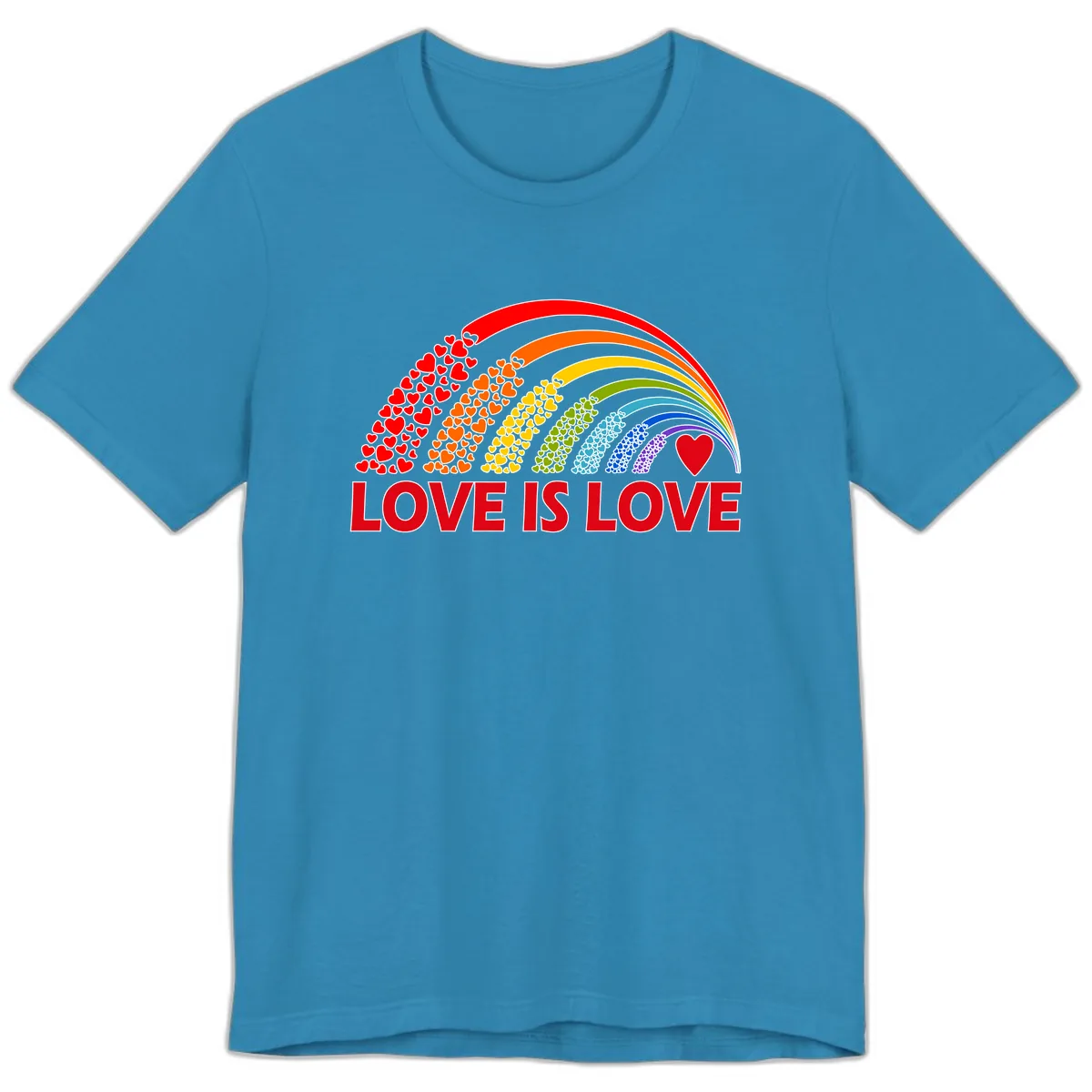 Love Is Love Rainbow Hearts Premium T-Shirt in Aqua