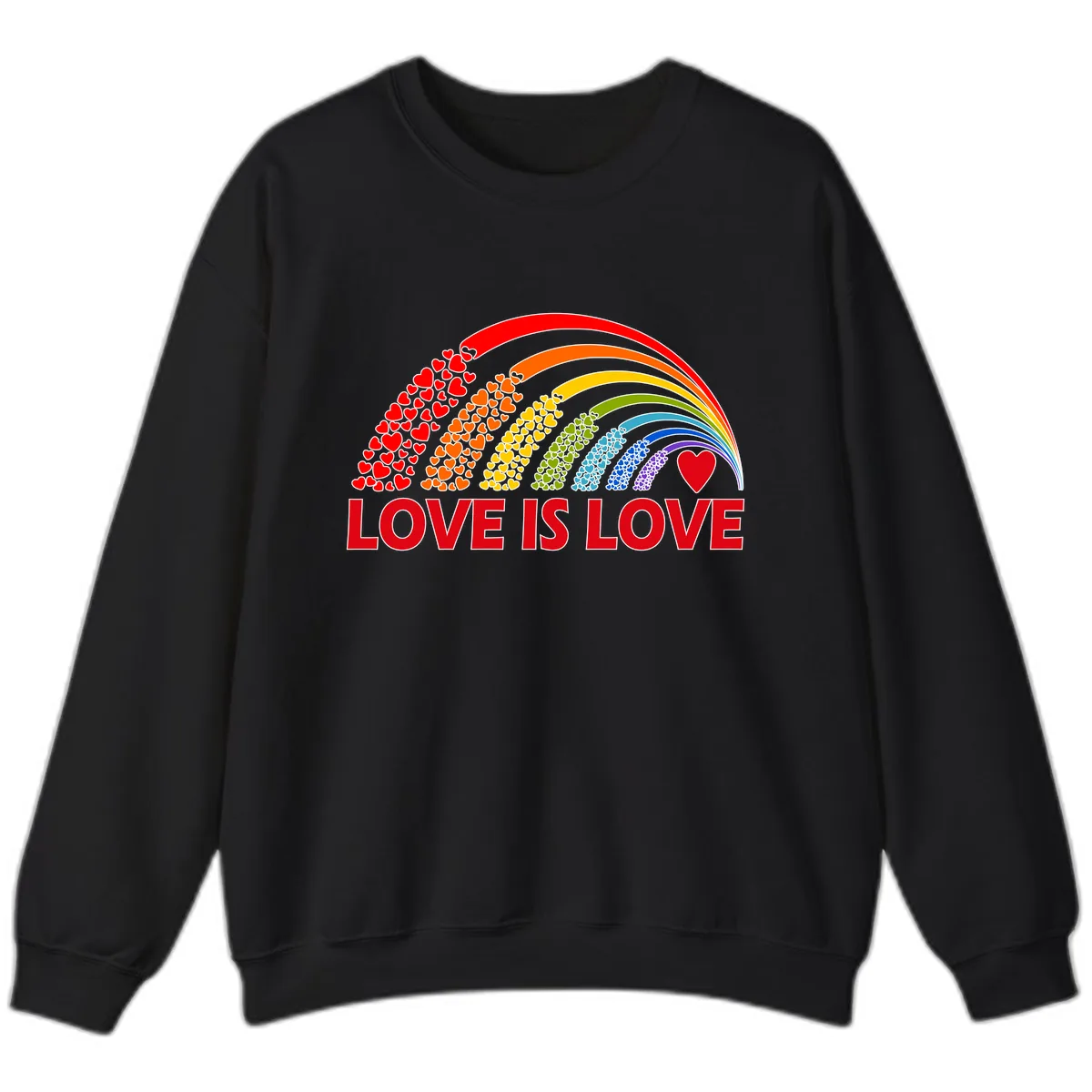 Love Is Love Rainbow Hearts Sweatshirt in Black