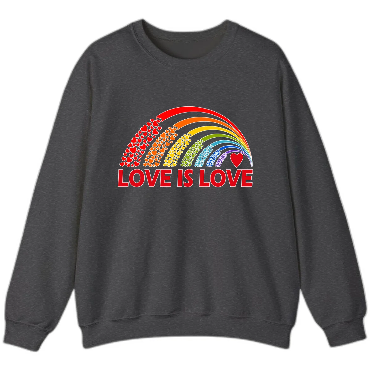 Love Is Love Rainbow Hearts Sweatshirt in Dark Heather