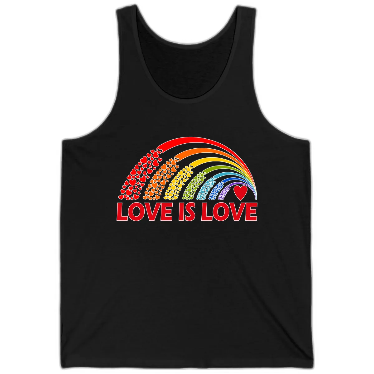 Love Is Love Rainbow Hearts Tank in Black