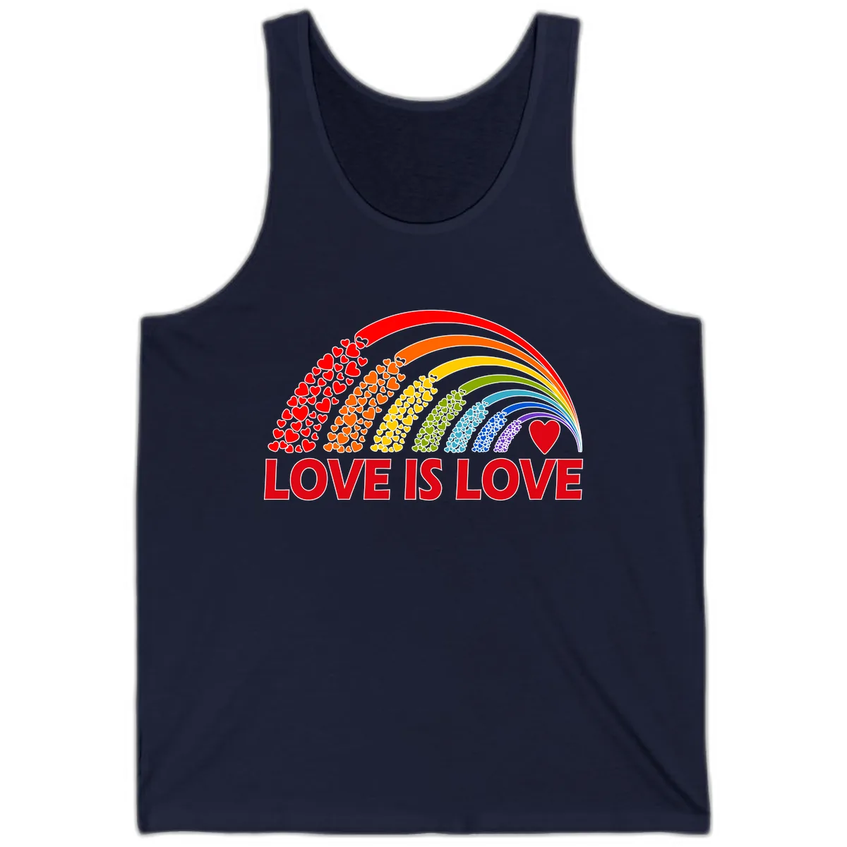 Love Is Love Rainbow Hearts Tank in Navy