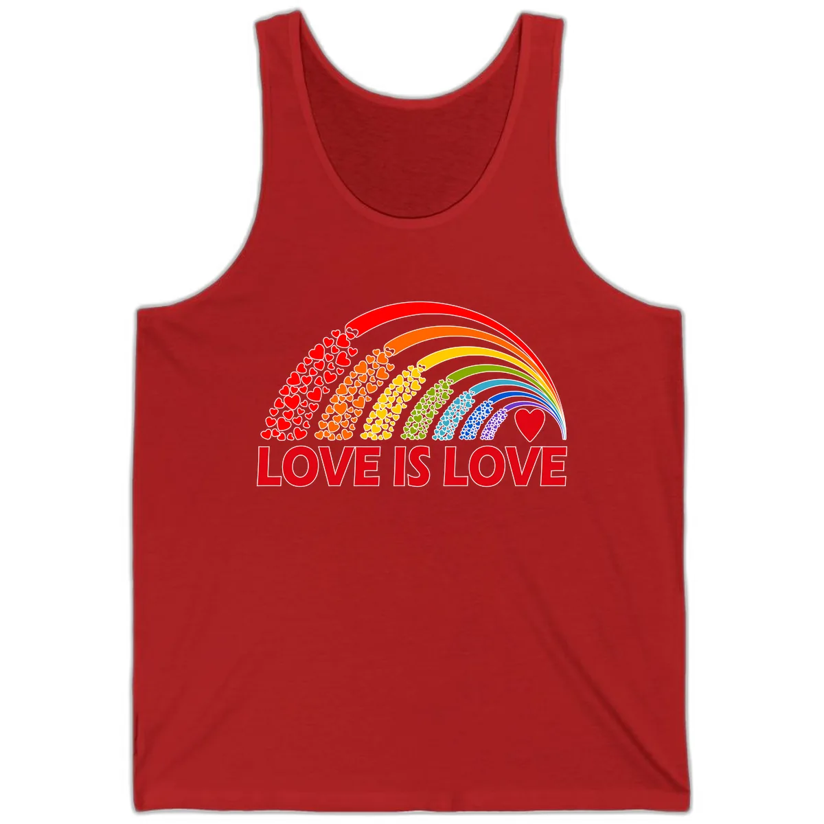 Love Is Love Rainbow Hearts Tank in Red