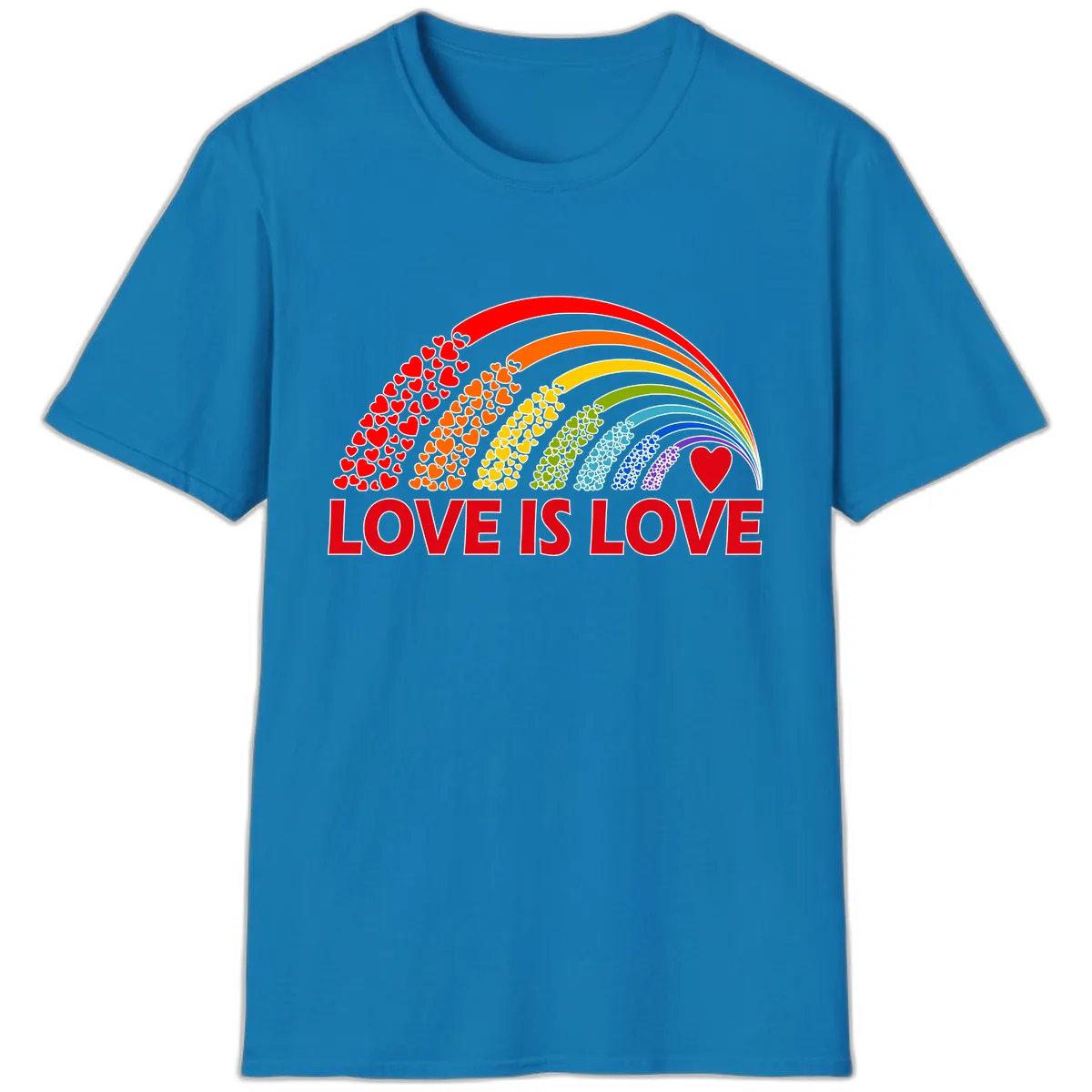 Love Is Love Rainbow Hearts T-Shirt in Sapphire