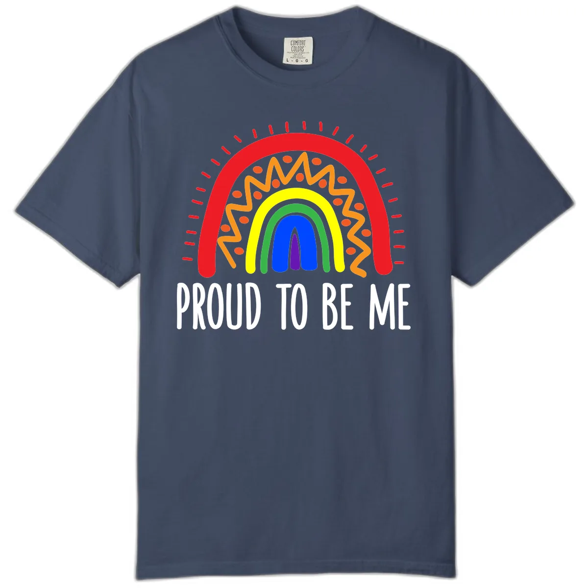 Proud To Be Me Rainbow Pride Comfort Color in Midnight