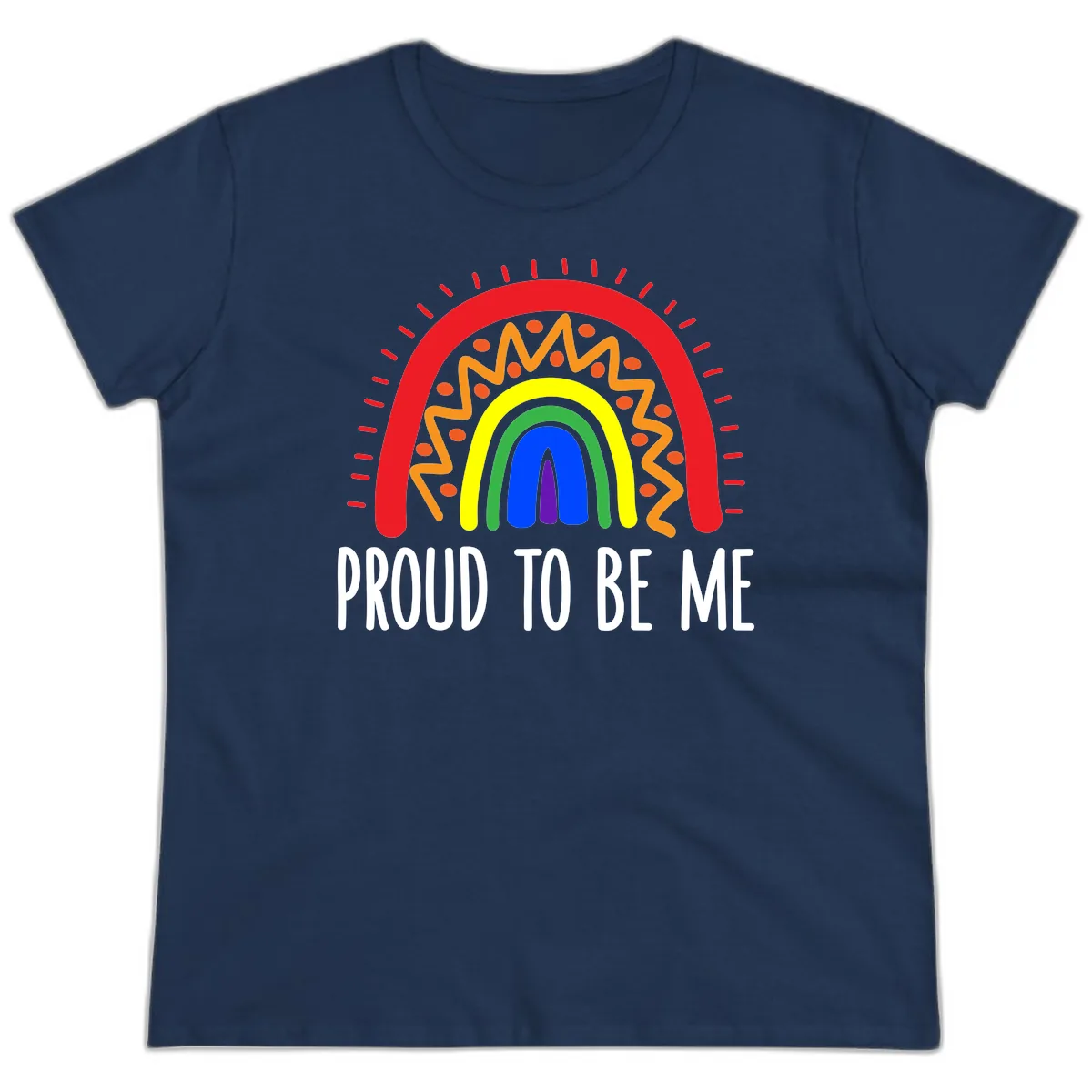 Proud To Be Me Rainbow Pride Ladies Tee in Navy