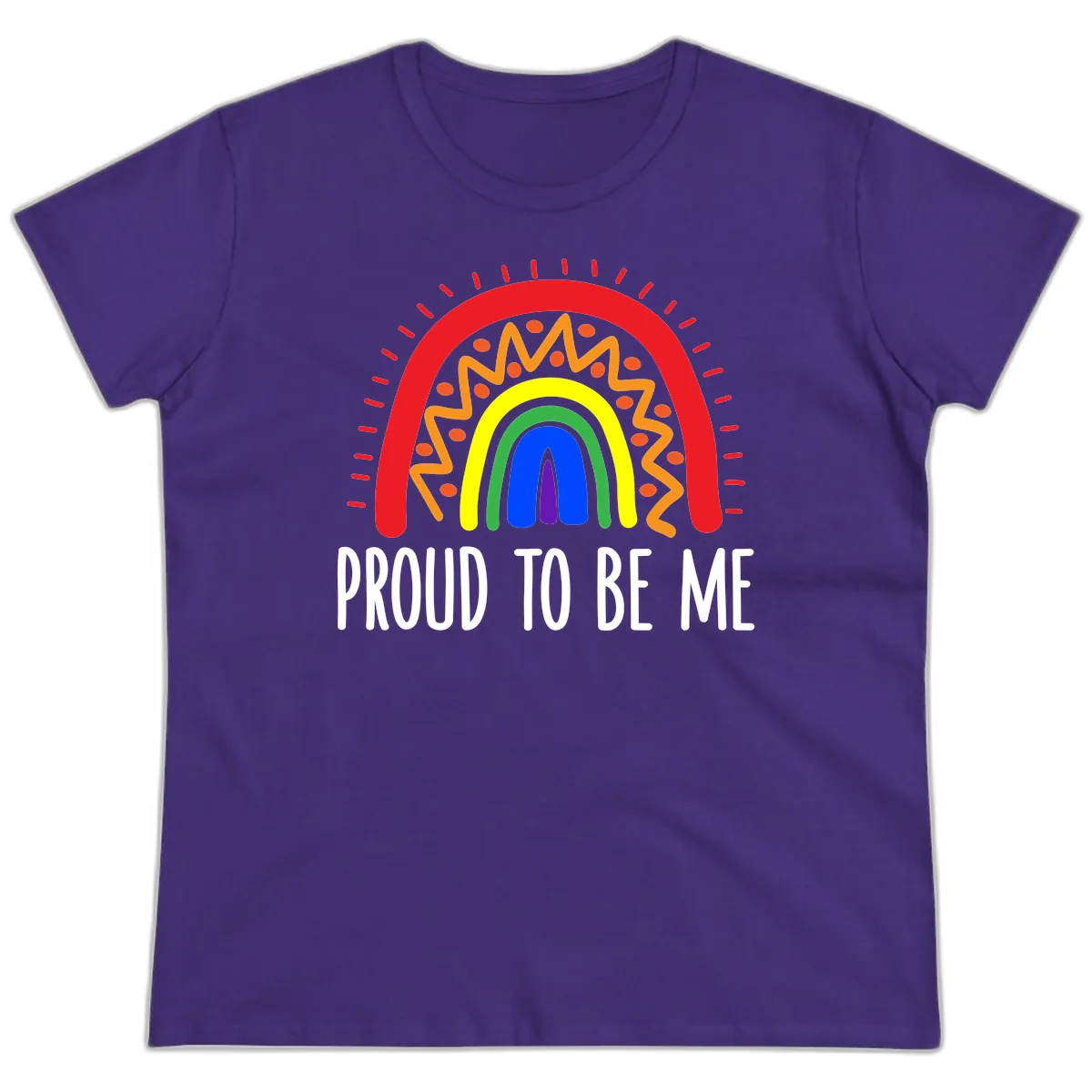 Proud To Be Me Rainbow Pride Ladies Tee in Purple