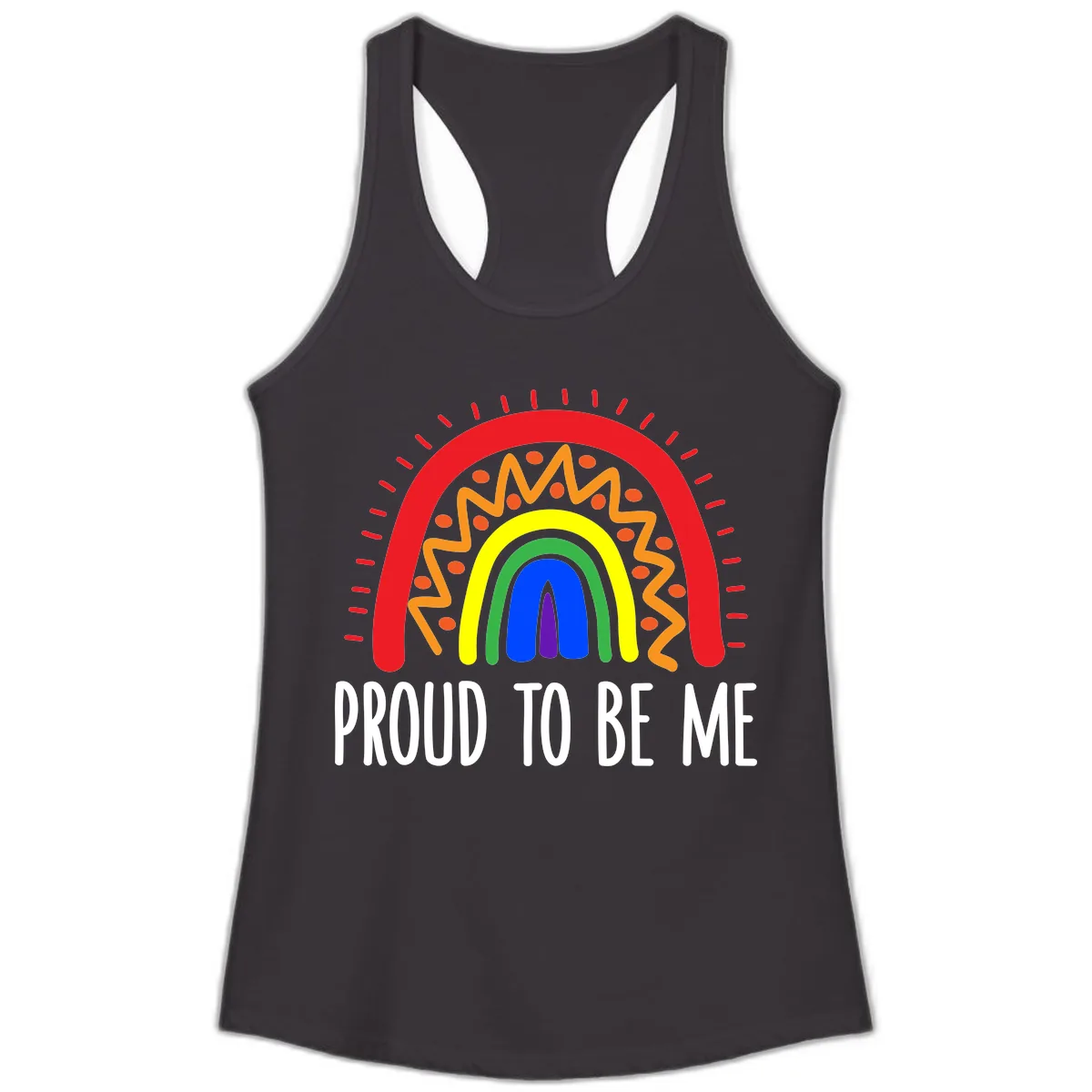 Proud To Be Me Rainbow Pride Ladies Tank in Black