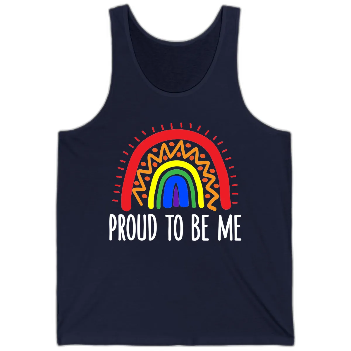 Proud To Be Me Rainbow Pride Tank in Navy